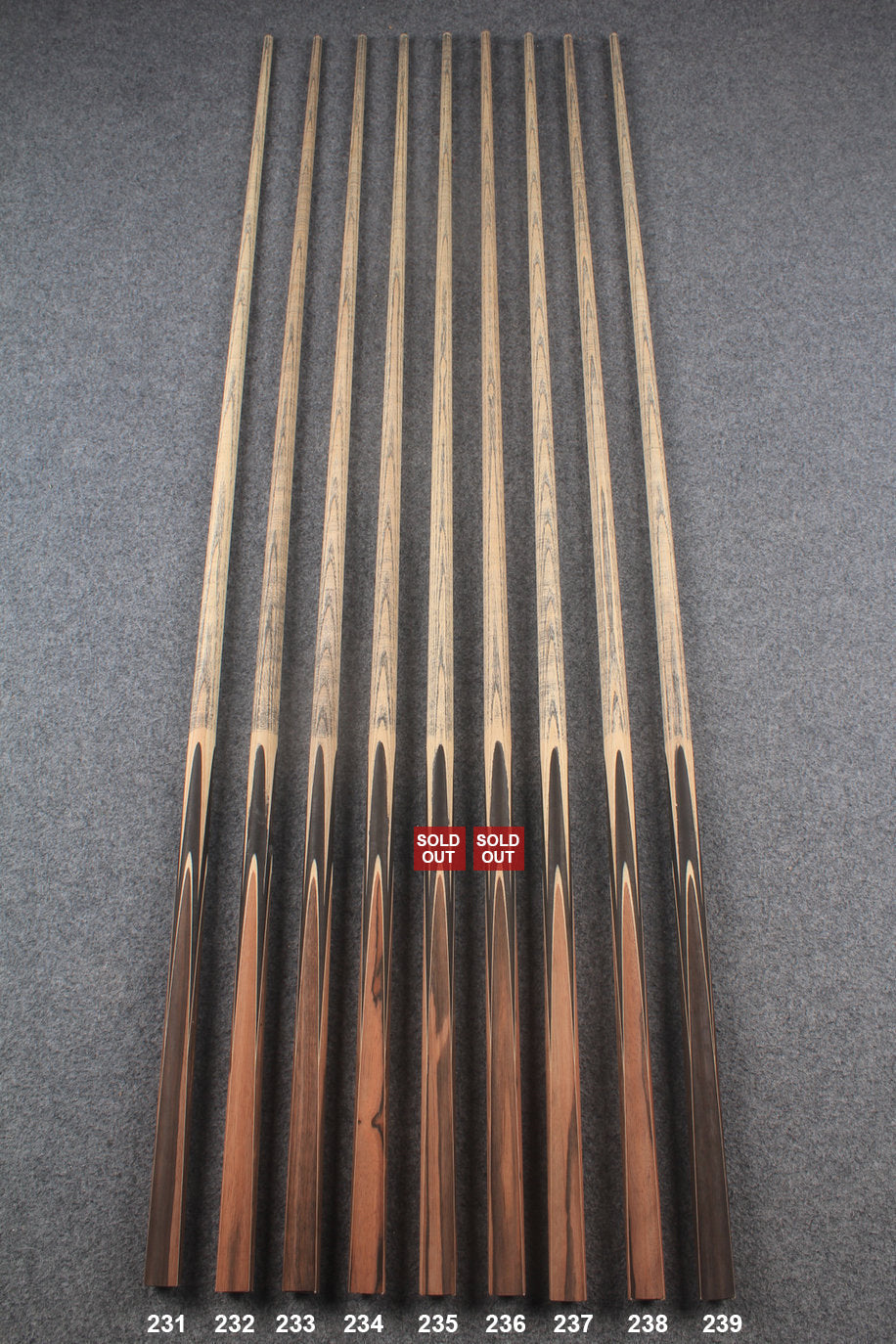 custom-made: woods 1 piece handmade ASH snooker / pool cue #231-#239 - made to order WOODS CUES