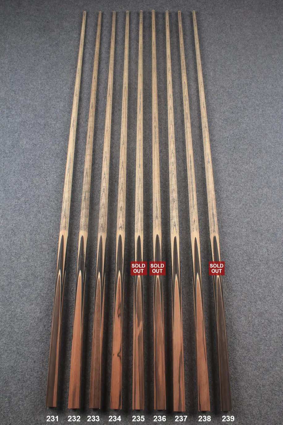 custom-made: woods 1 piece handmade ASH snooker / pool cue #231-#239 - made to order WOODS CUES