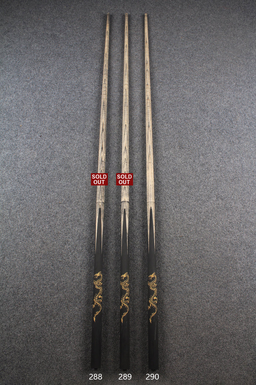 custom-made: woods 1 piece dragon inlay ASH snooker / pool cue #288-#290 - made to order WOODS CUES