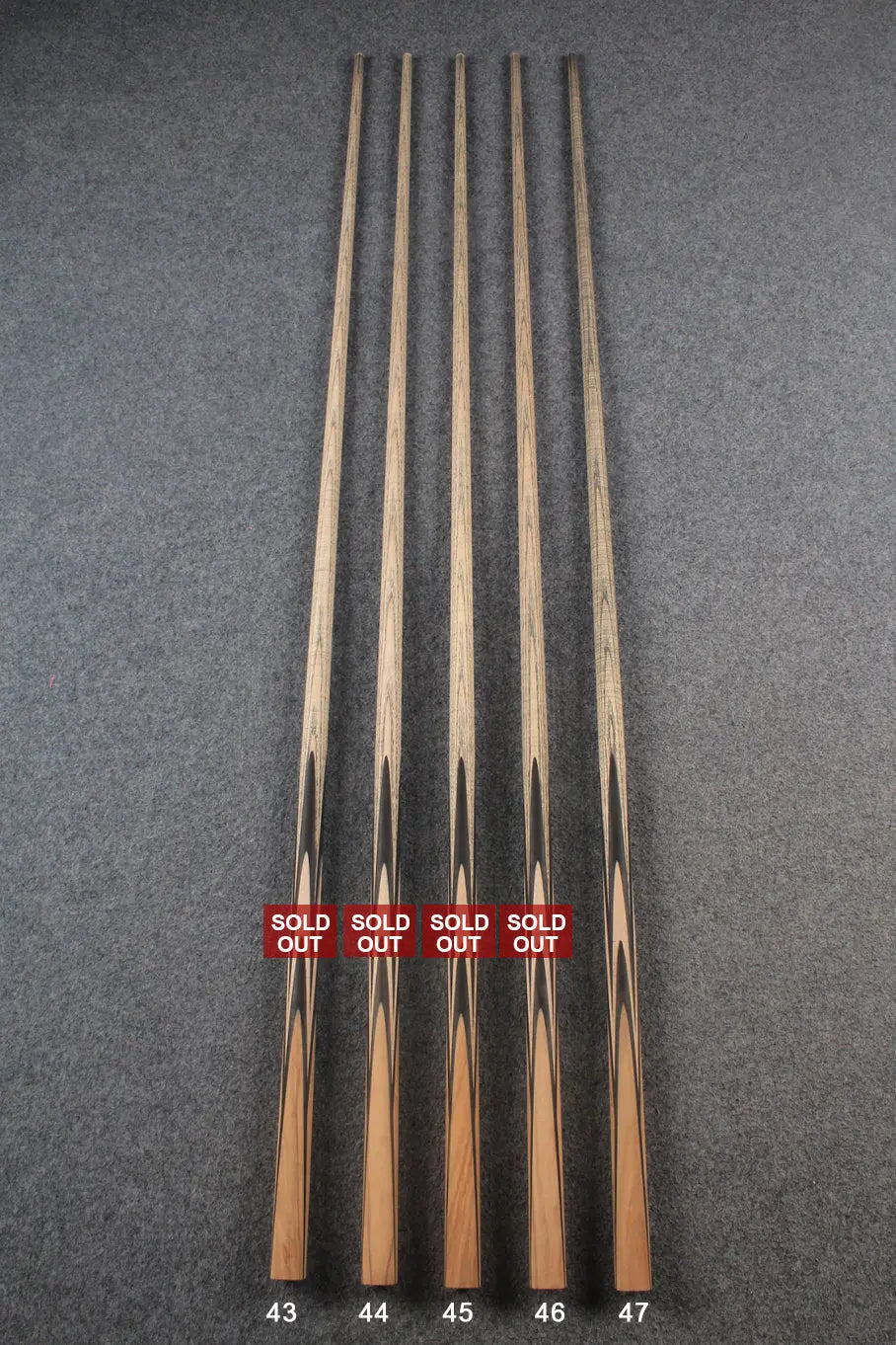 custom-made: ★★★ woods 1 piece handmade ASH snooker / pool cue #43 -#47 - made to order WOODS CUES