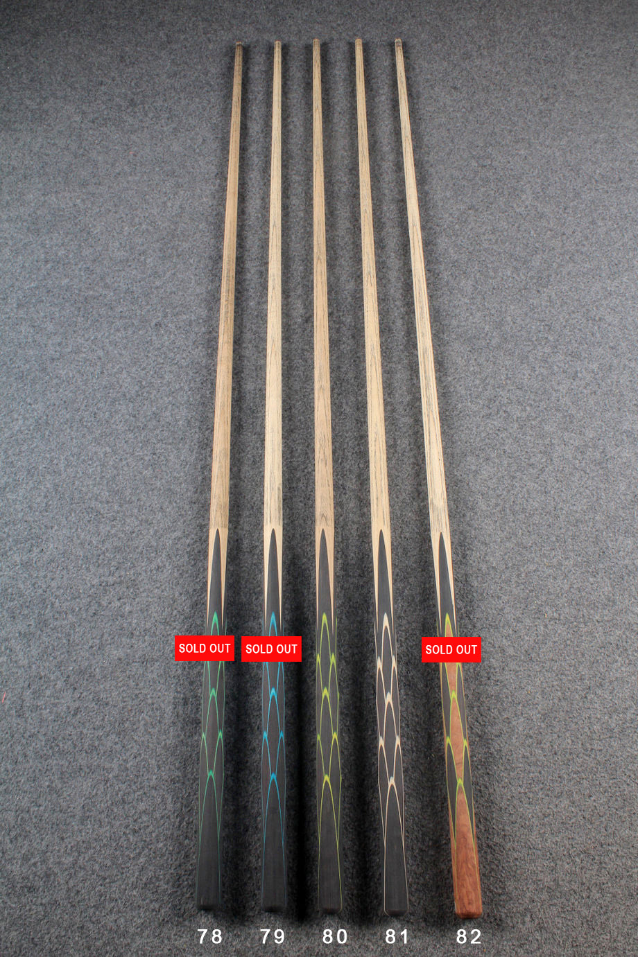 custom-made: woods 1 piece handmade ASH snooker / pool cue #78-#82 - made to order WOODS CUES