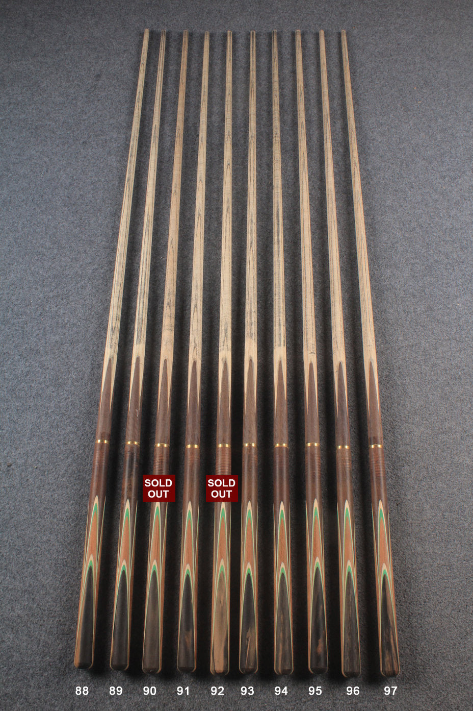 custom-made: woods 3/4 handmade ASH snooker / pool cue #88-#97 - made to order WOODS CUES