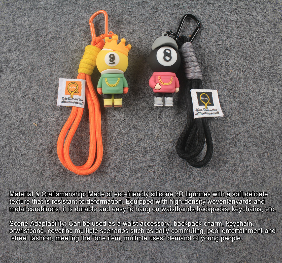Personalized charm accessories/keychains for billiards lovers WOODS CUES