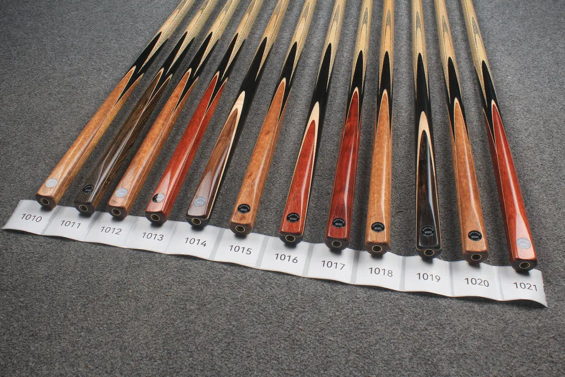 CHEVRONS+ WOODS 1 piece handmade ash english pool cue #1010- #1021 WOODS CUES