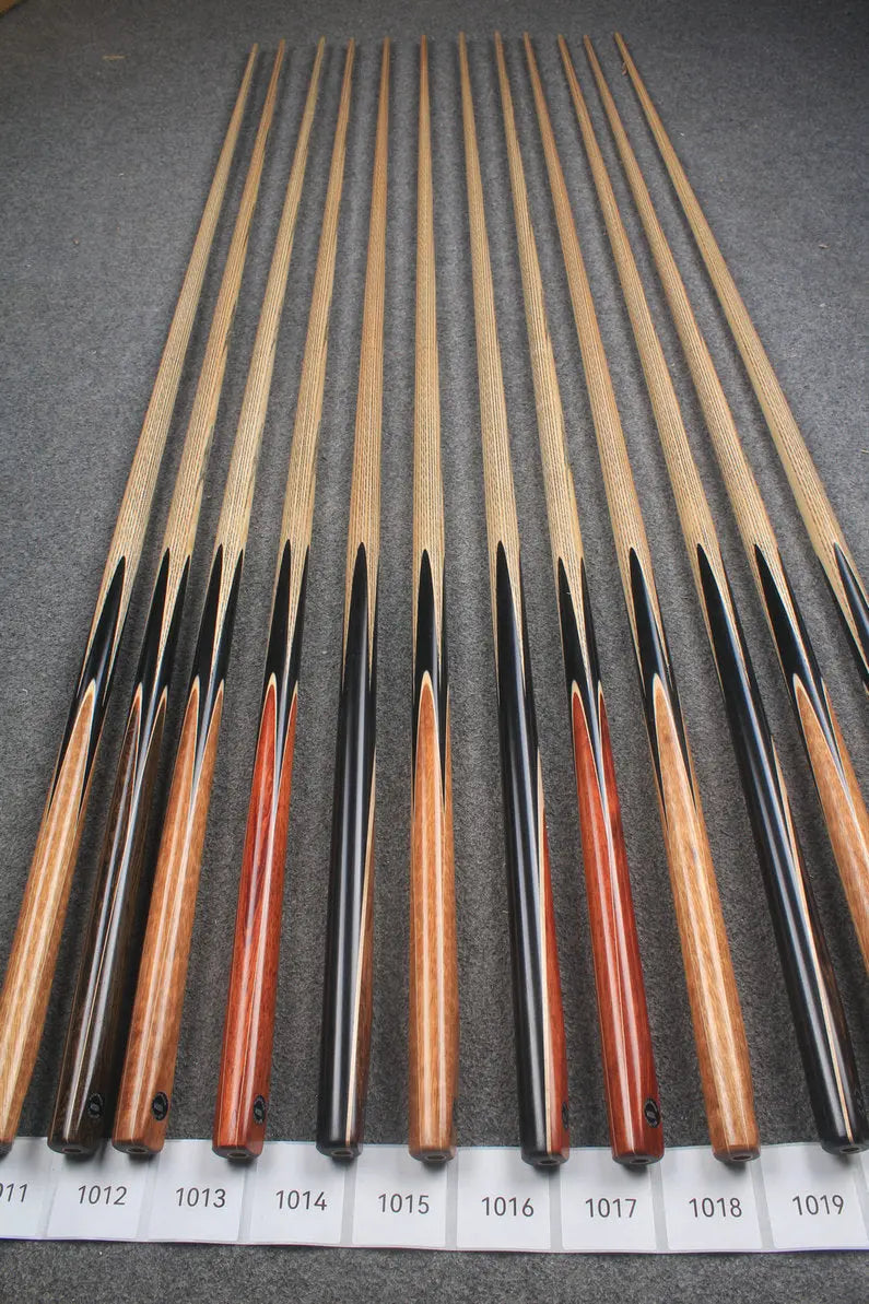CHEVRONS+ WOODS 1 piece handmade ash english pool cue #1010- #1021 WOODS CUES