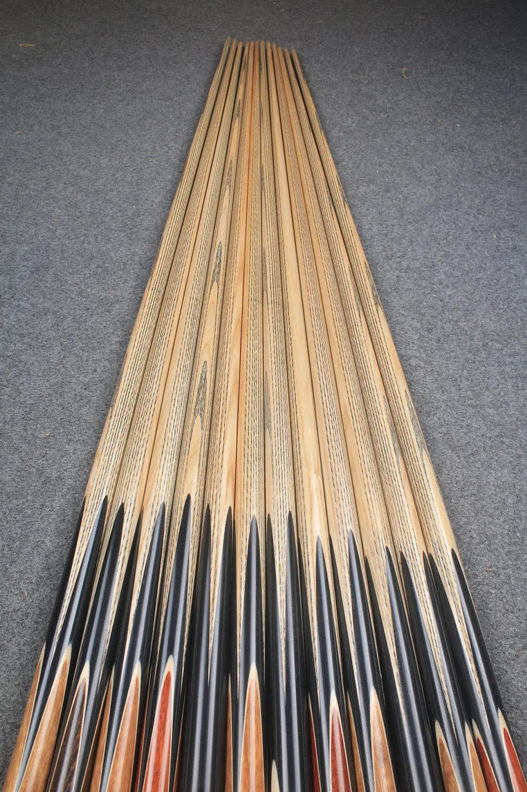 CHEVRONS+ WOODS 1 piece handmade ash english pool cue #1010- #1021 WOODS CUES