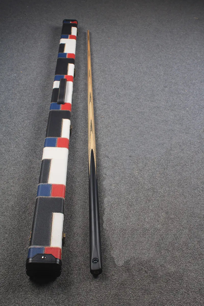 1 piece handmade ash english pool cue CHEVRONS+ WOODS CUES