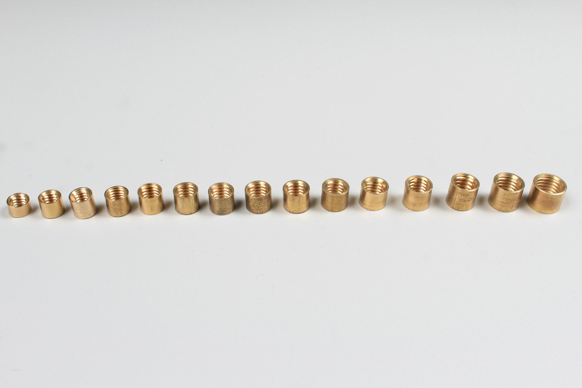 5 x brass snooker or pool cue ferrules - screw thread - various sizes