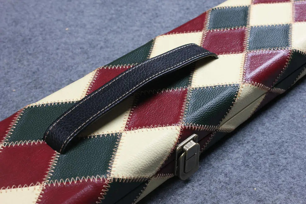 handmade center diamond color 3 compartments quality wide 3/4 cue case