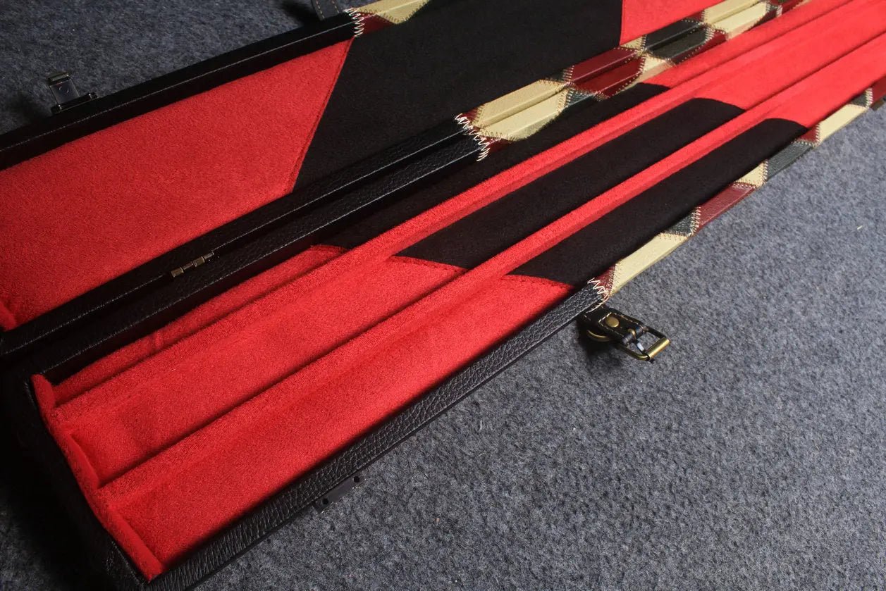 handmade center diamond color 3 compartments quality wide 3/4 cue case