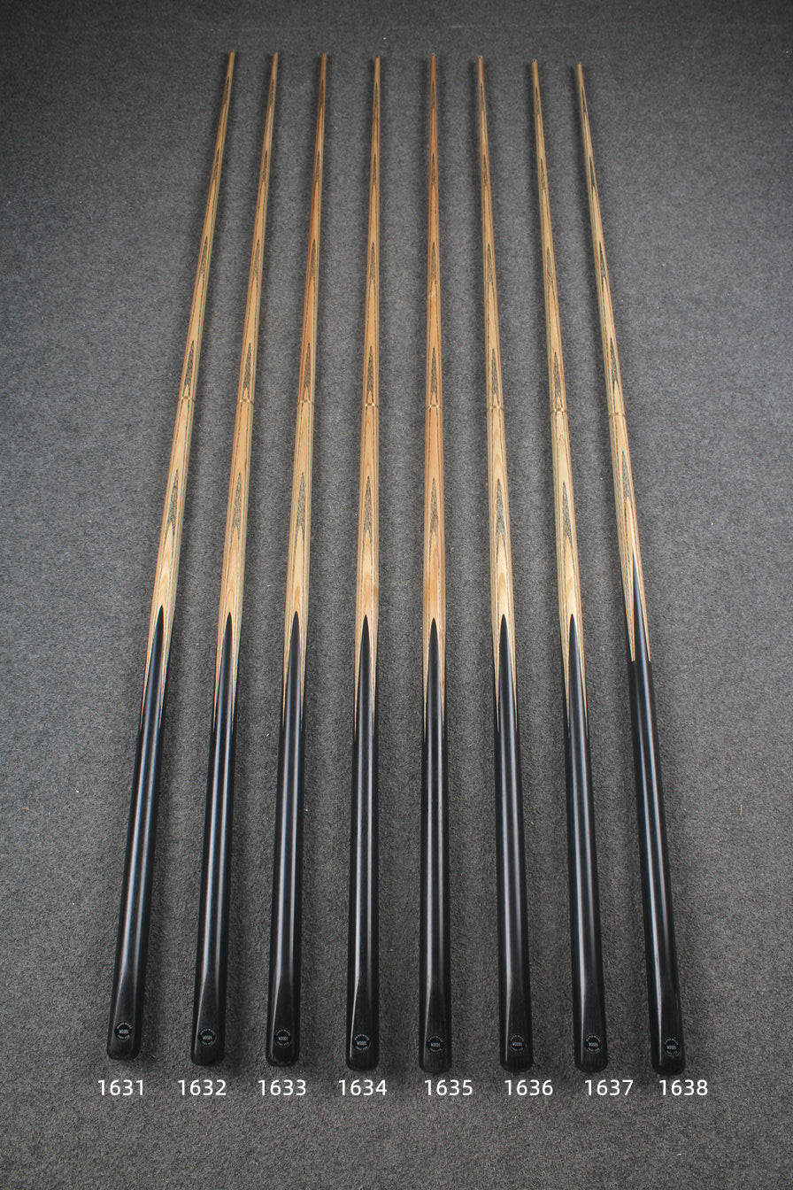 CHEVRONS+ WOODS 1/2 handmade ash english pool cue #1631-#1638