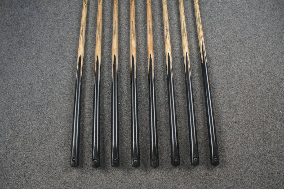 CHEVRONS+ WOODS 1/2 handmade ash english pool cue #1631-#1638 WOODS CUES