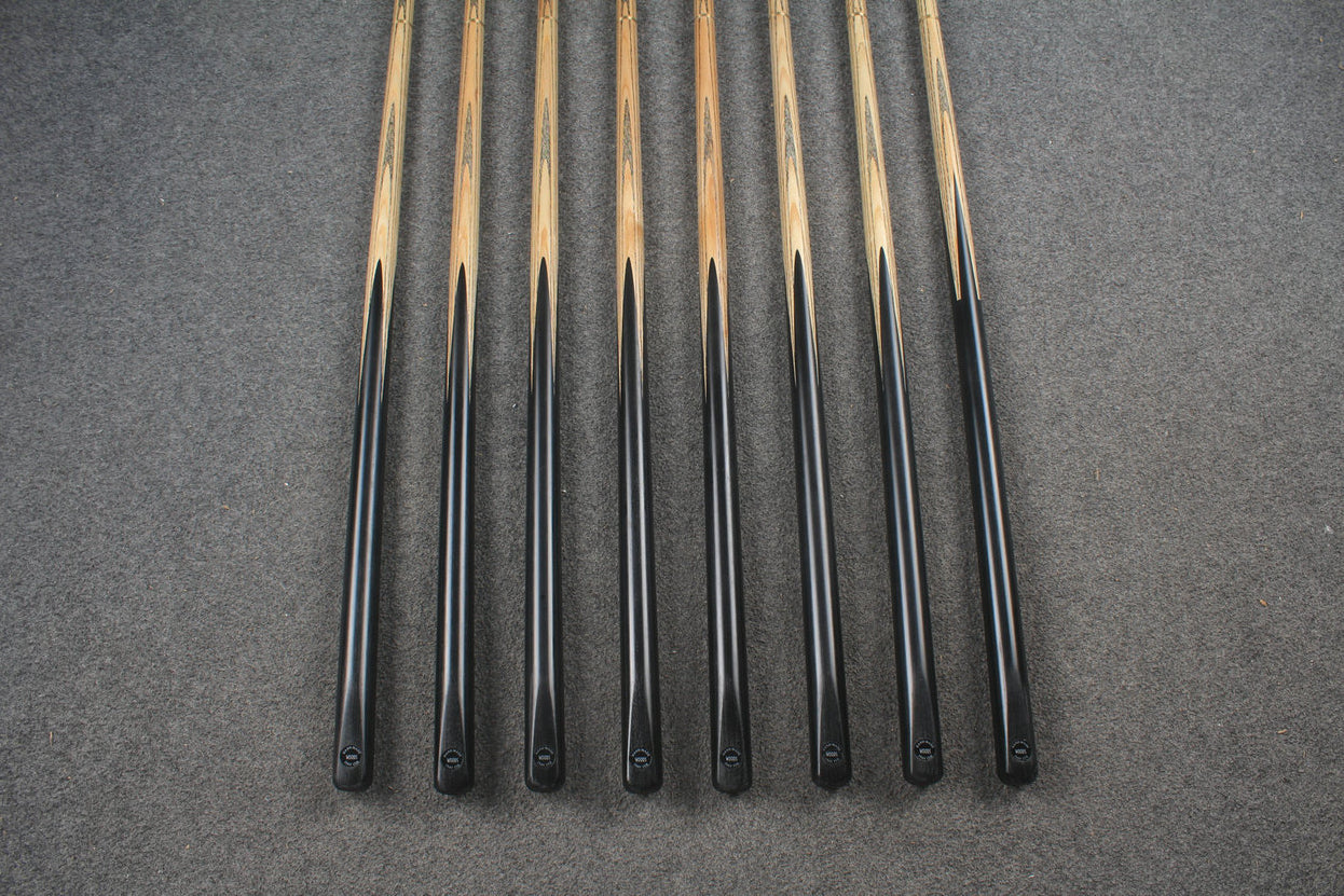 CHEVRONS+ WOODS 1/2 handmade ash english pool cue #1631-#1638