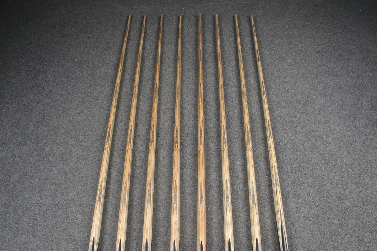 CHEVRONS+ WOODS 1/2 handmade ash english pool cue #1631-#1638 WOODS CUES