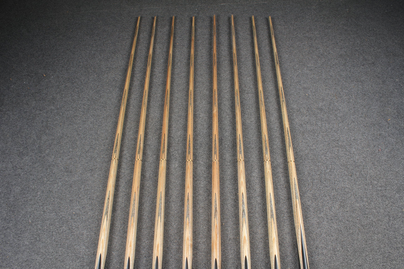 CHEVRONS+ WOODS 1/2 handmade ash english pool cue #1631-#1638