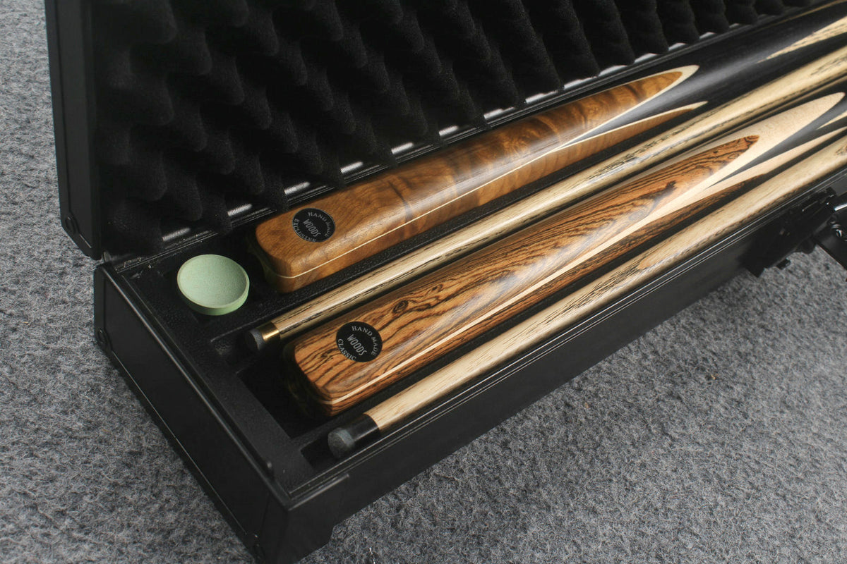 Professional Aluminum Lockable Cue Case - 4 Cue Capacity with Secure Storage WOODS CUES