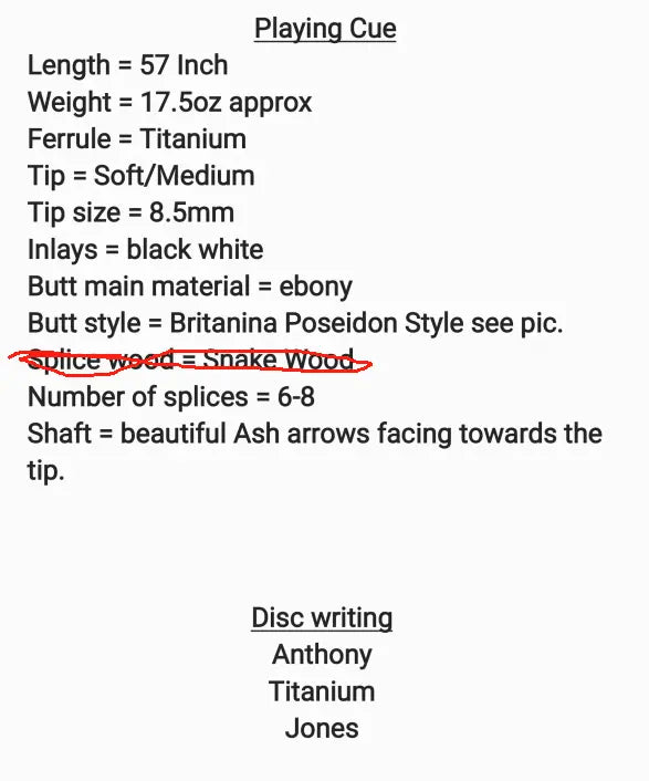 1 piece handmade ash  play cue and maple break cue with gray aluminium case WOODS CUES