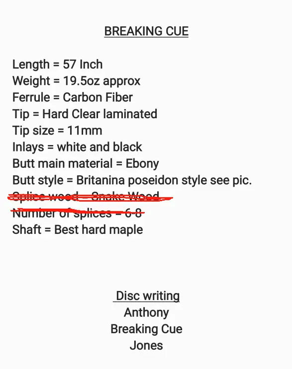 1 piece handmade ash  play cue and maple break cue with gray aluminium case WOODS CUES