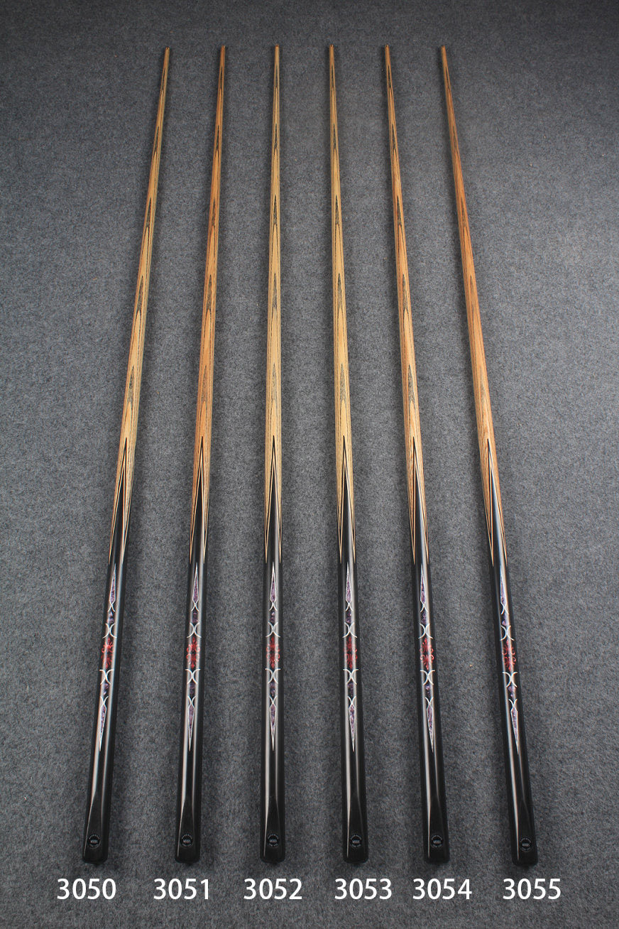 CHEVRONS+1 piece ash inlay english pool cue  #3050 - # 3055