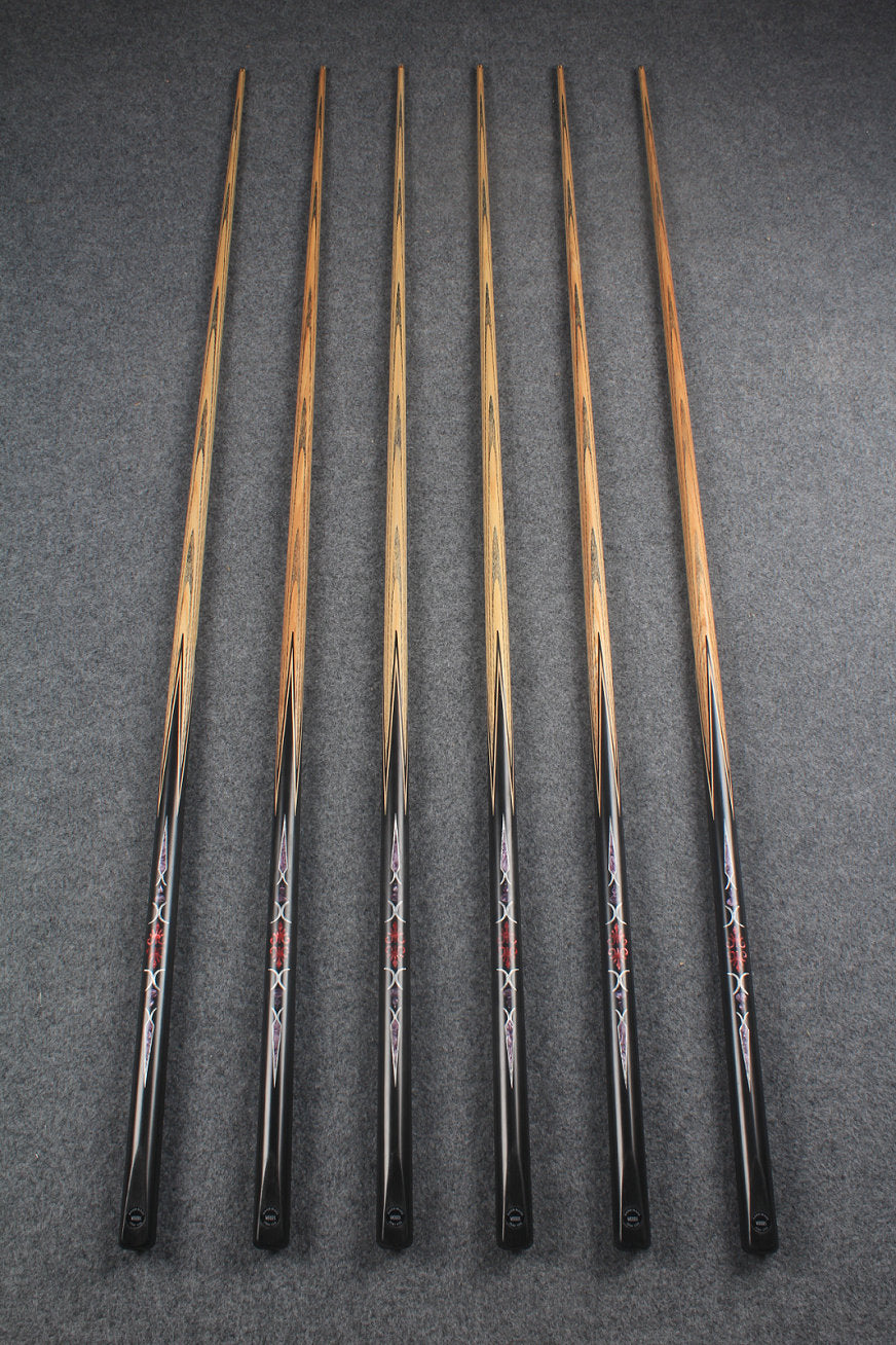 CHEVRONS+1 piece ash inlay english pool cue  #3050 - # 3055