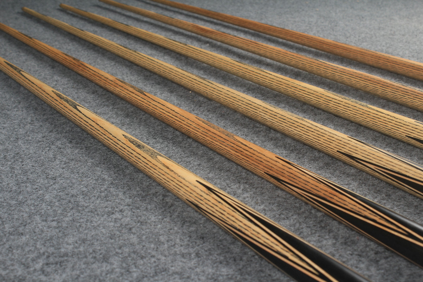 CHEVRONS+1 piece ash inlay english pool cue  #3050 - # 3055
