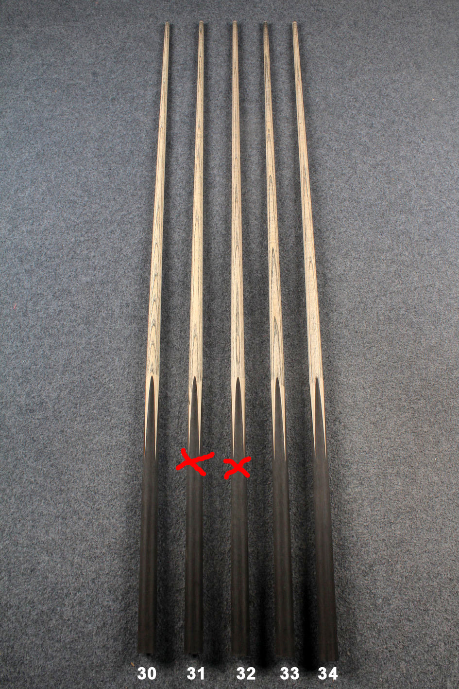 custom-made: ★★★ woods 1 piece handmade ash snooker / pool cue #30-#34 - made to order