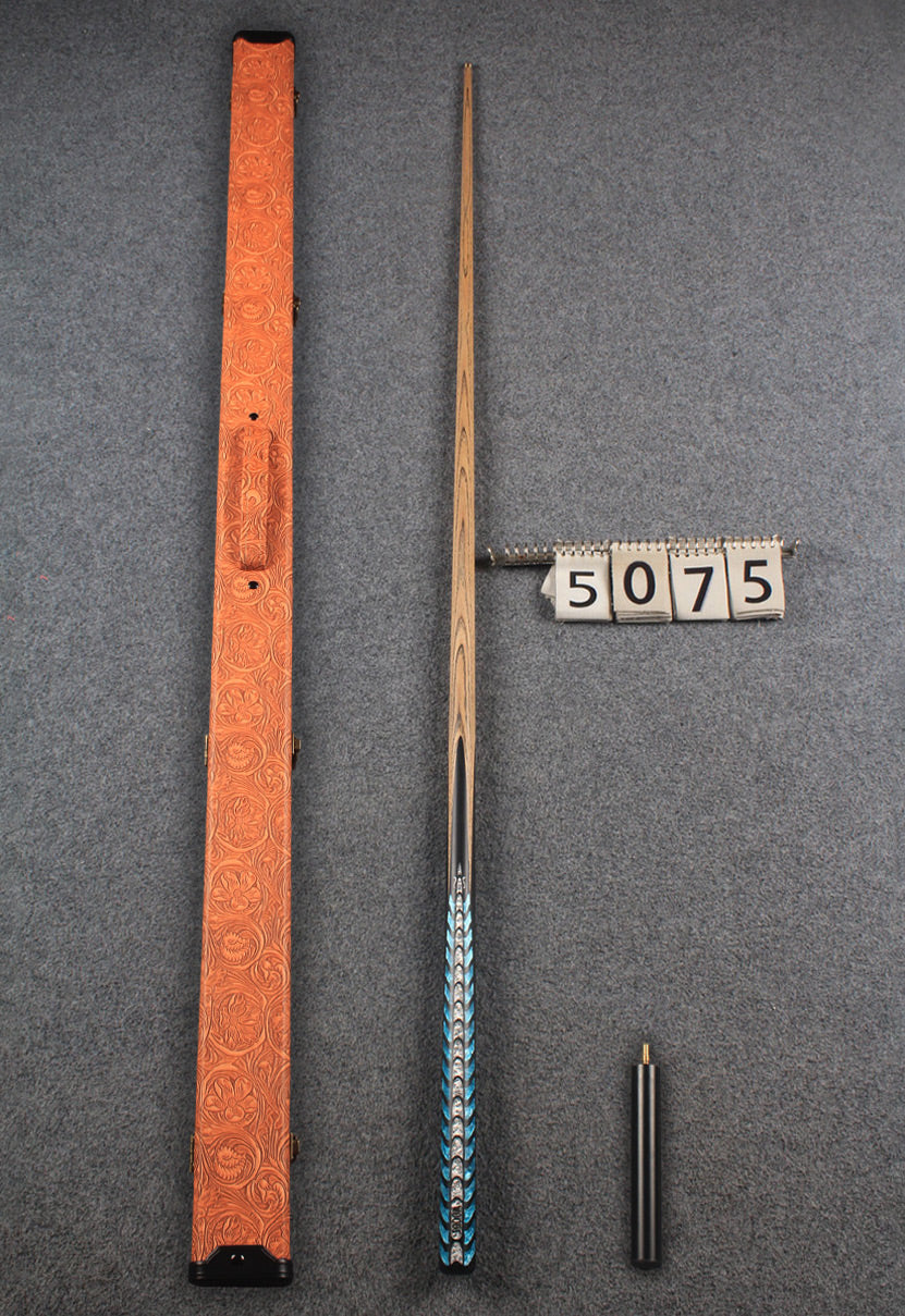 woods 1 piece handmade ash inlay chinese 8 ball pool cue # 5075