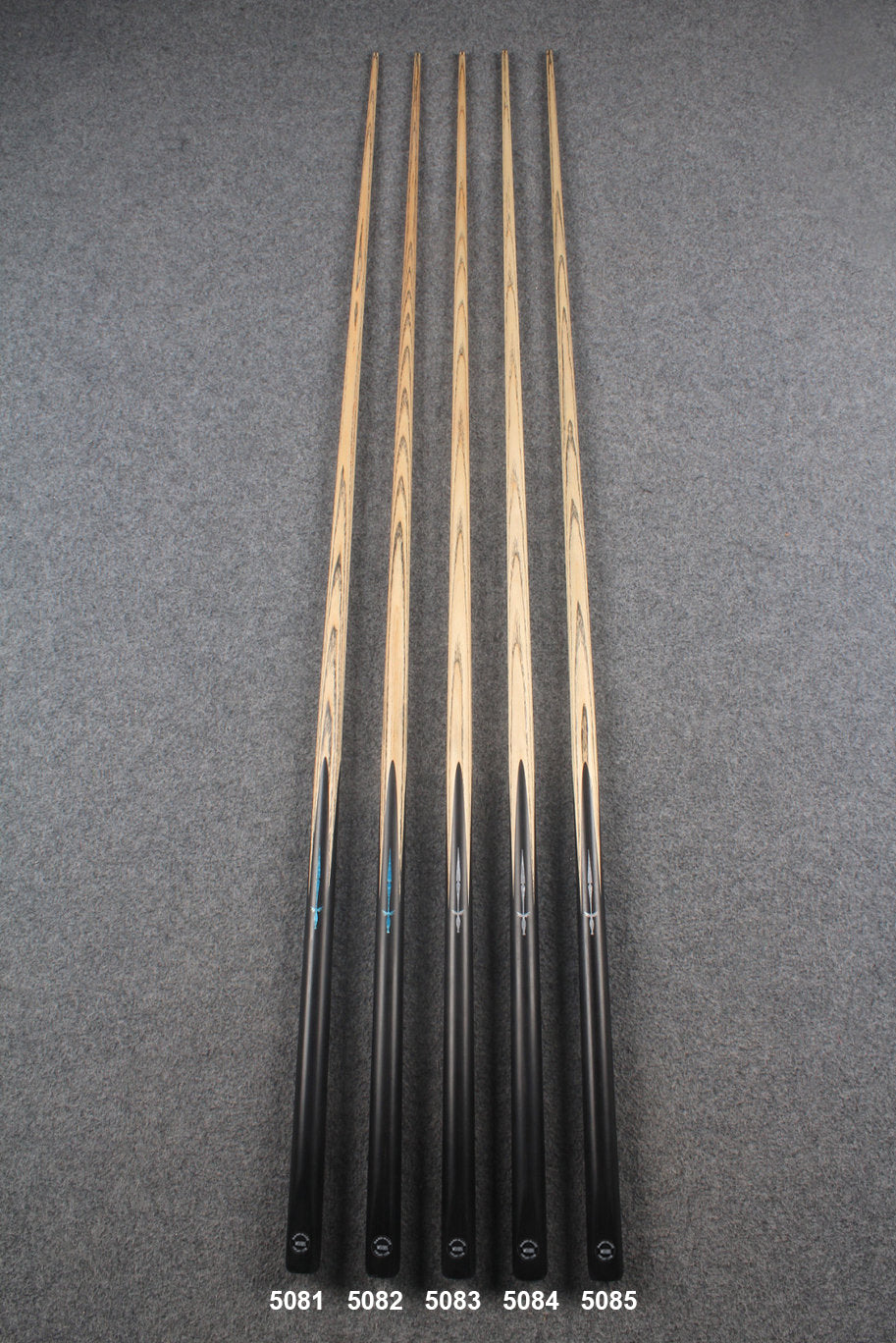 1 piece ash inlay english pool cue  #5081-5085 WOODS CUES