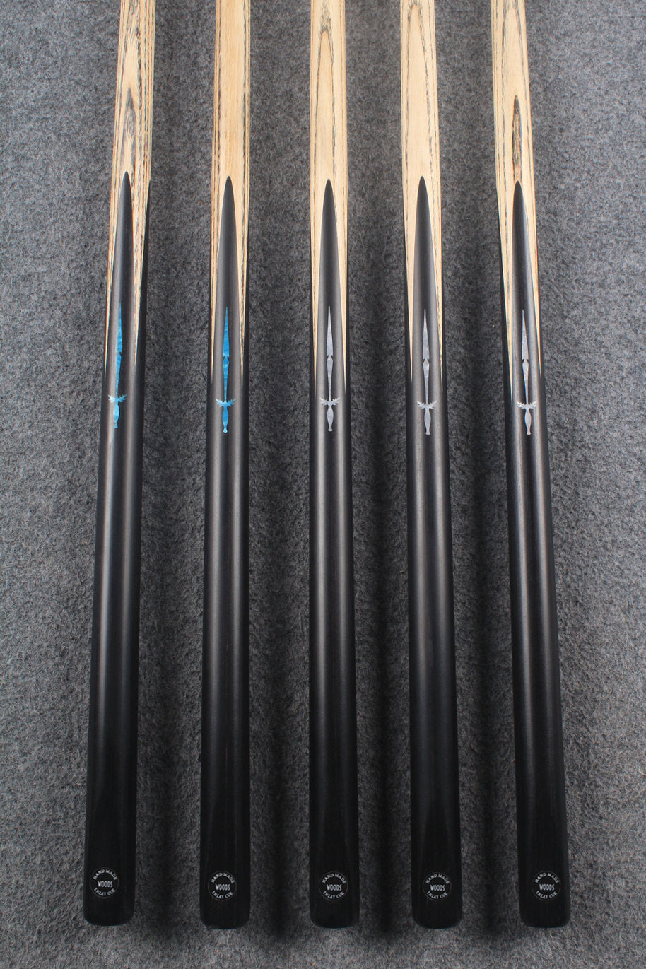 1 piece ash inlay english pool cue  #5081-5085 WOODS CUES