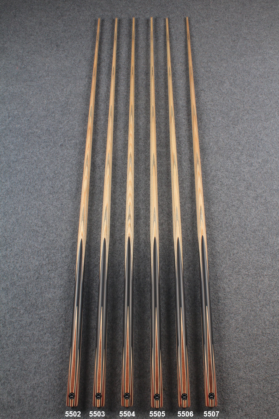 CHEVRONS+ 1 piece ash english pool cue 8 x points butt #5502- #5507 WOODS CUES