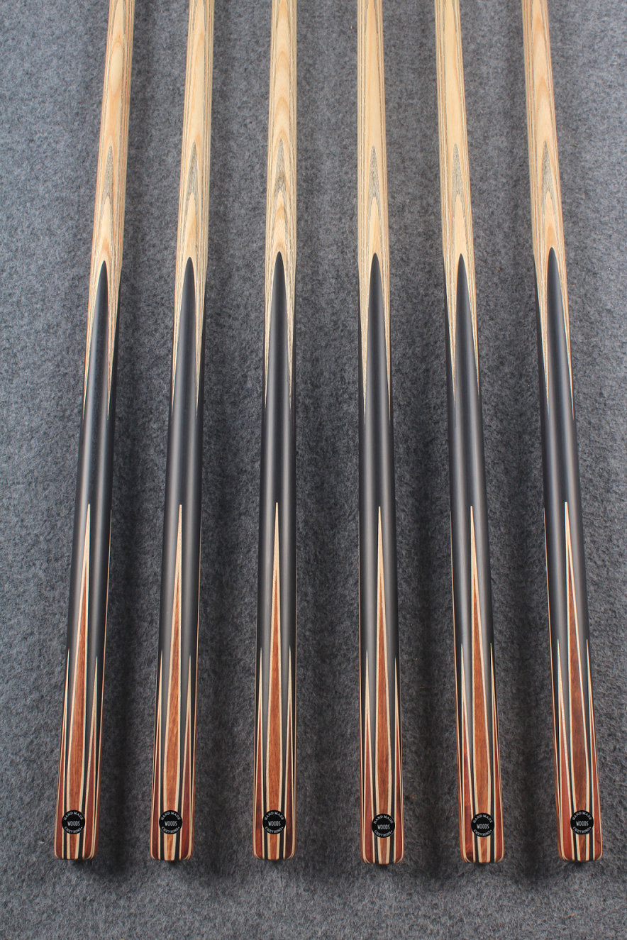 CHEVRONS+ 1 piece ash english pool cue 8 x points butt #5502- #5507 WOODS CUES