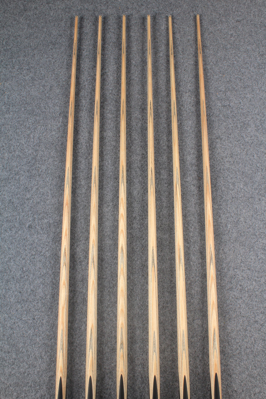 CHEVRONS+ 1 piece ash english pool cue 8 x points butt #5502- #5507 WOODS CUES