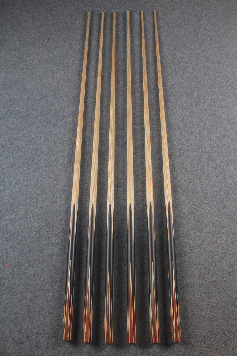 CHEVRONS+ 1 piece ash english pool cue 8 x points butt #5502- #5507 WOODS CUES