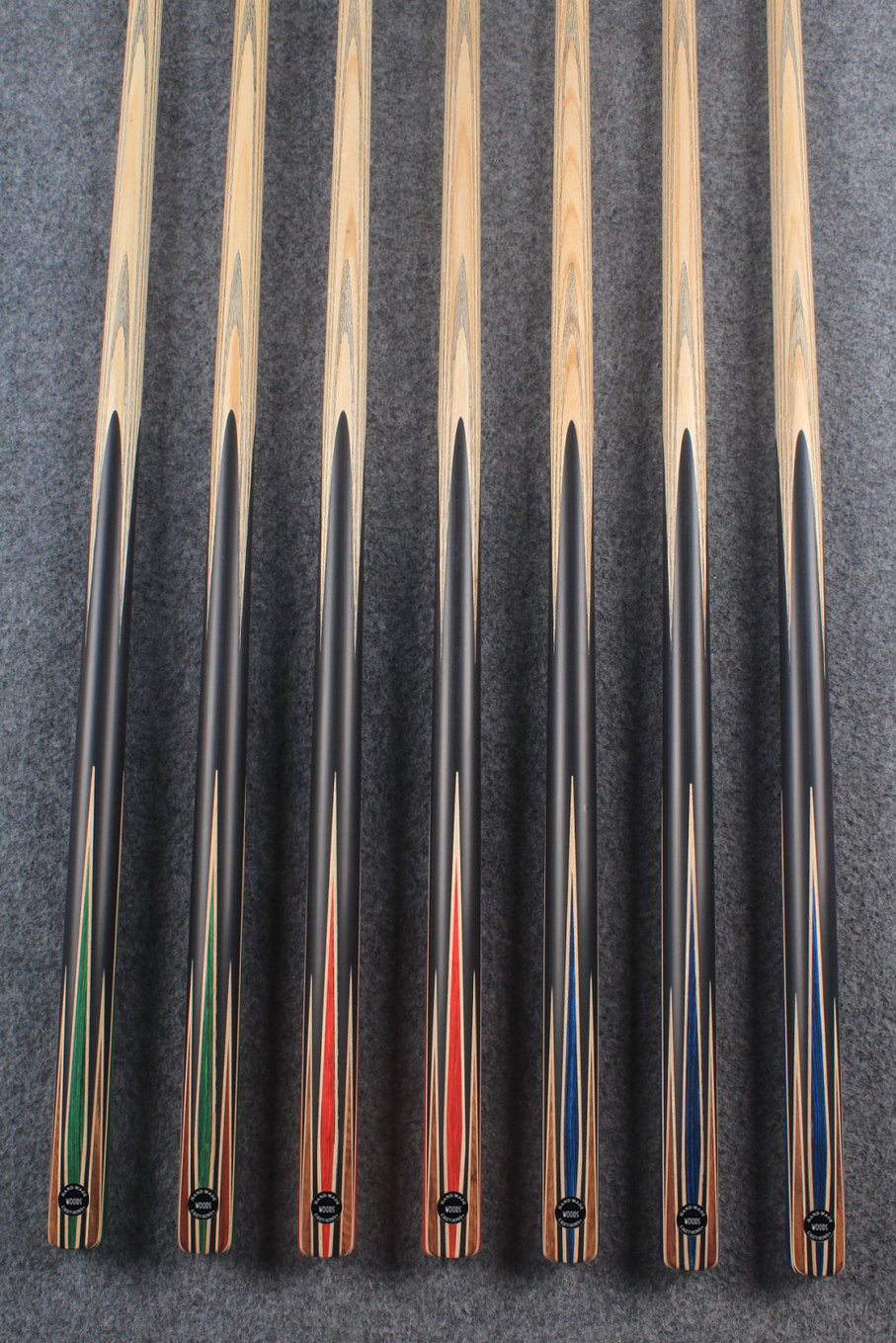 CHEVRONS+ 1 piece ash english pool cue 8 x points butt #5508- #5514 WOODS CUES