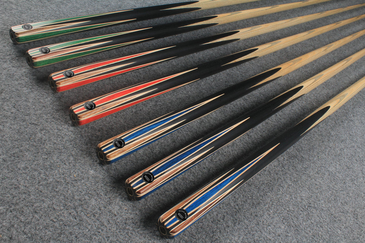 CHEVRONS+ 1 piece ash english pool cue 8 x points butt #5508- #5514 WOODS CUES