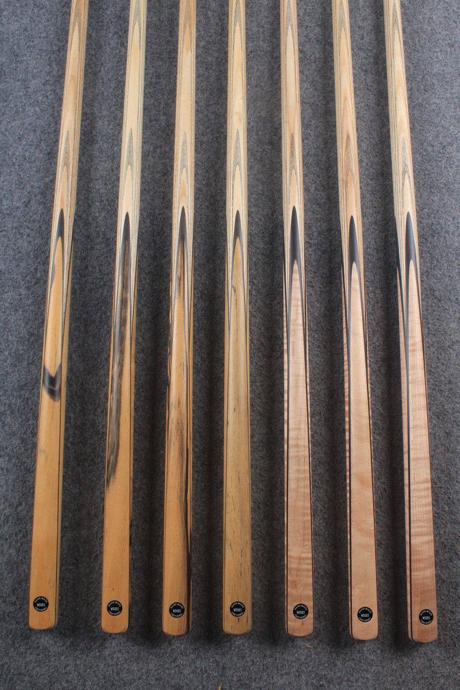 CHEVRONS+ 1 piece ash snooker cue  #5527- #5533 WOODS CUES