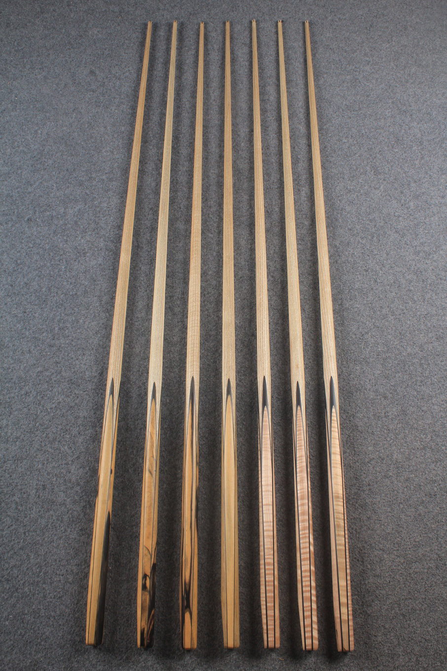 CHEVRONS+ 1 piece ash snooker cue  #5527- #5533 WOODS CUES