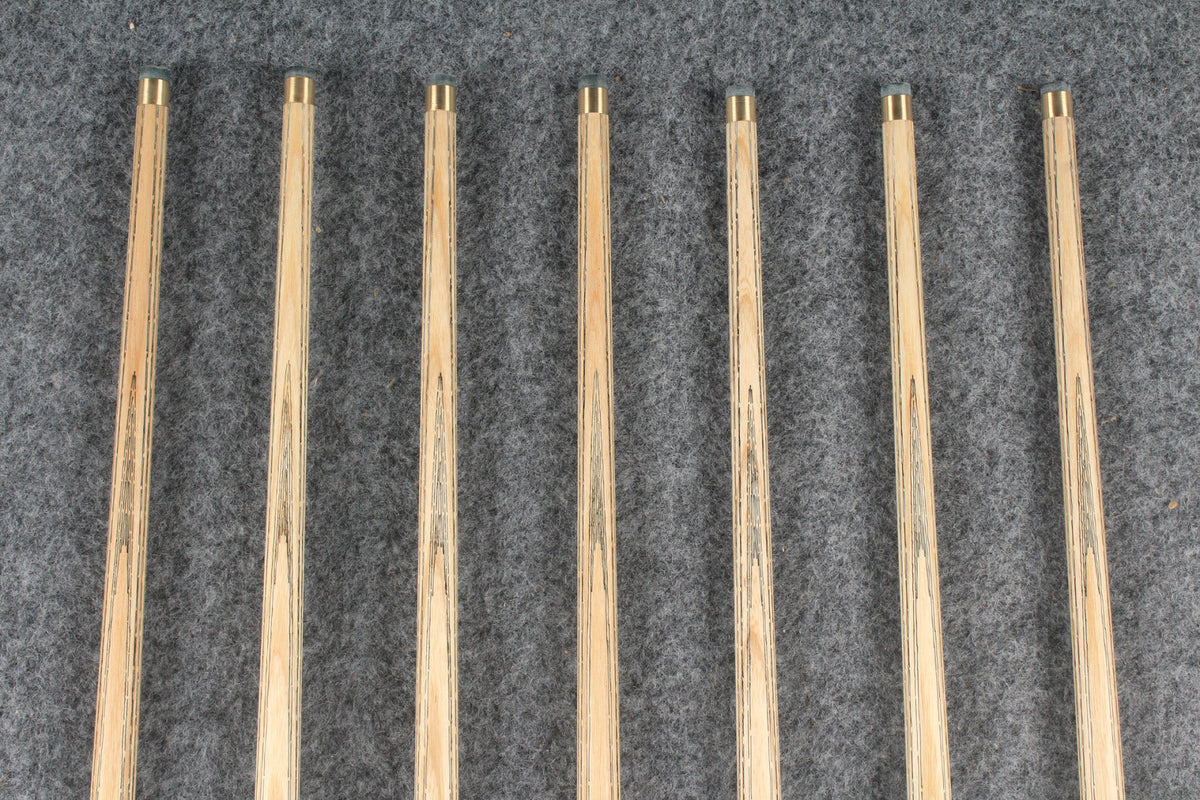 CHEVRONS+ 1 piece ash snooker cue  #5527- #5533 WOODS CUES