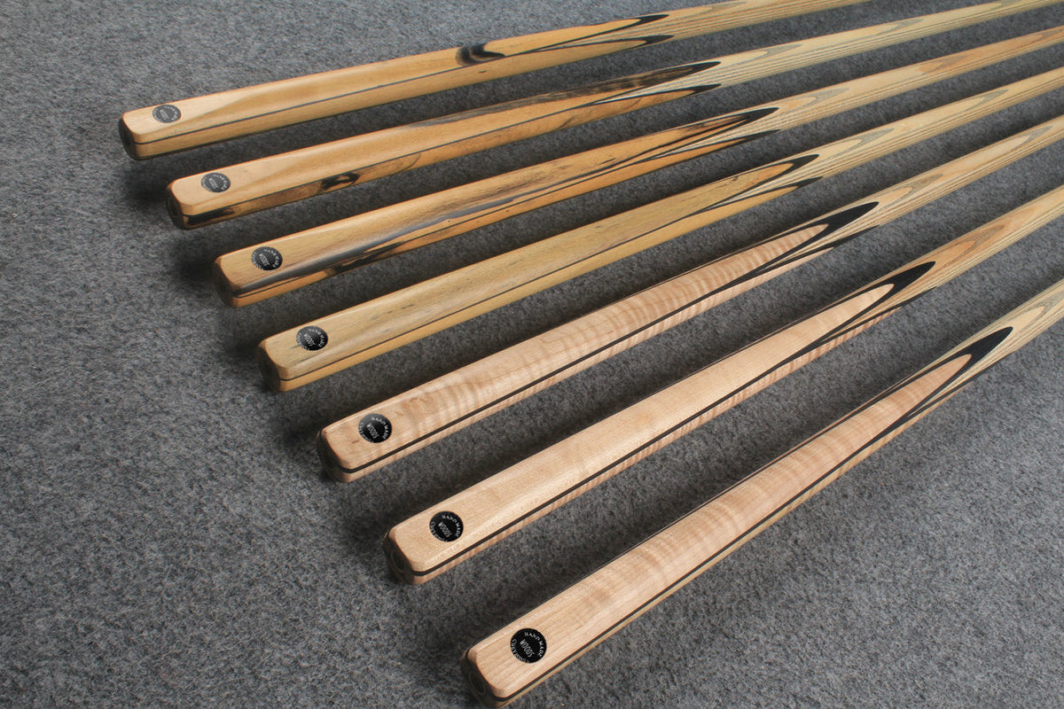 CHEVRONS+ 1 piece ash snooker cue  #5527- #5533 WOODS CUES