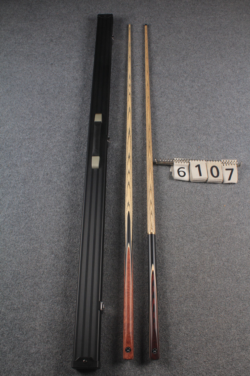 woods 1 piece handmade ASH english 8 ball  pool cue + break cue + case # 6107