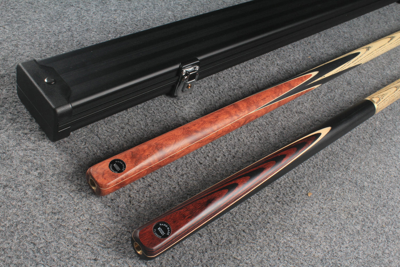 woods 1 piece handmade ASH english 8 ball  pool cue + break cue + case # 6107