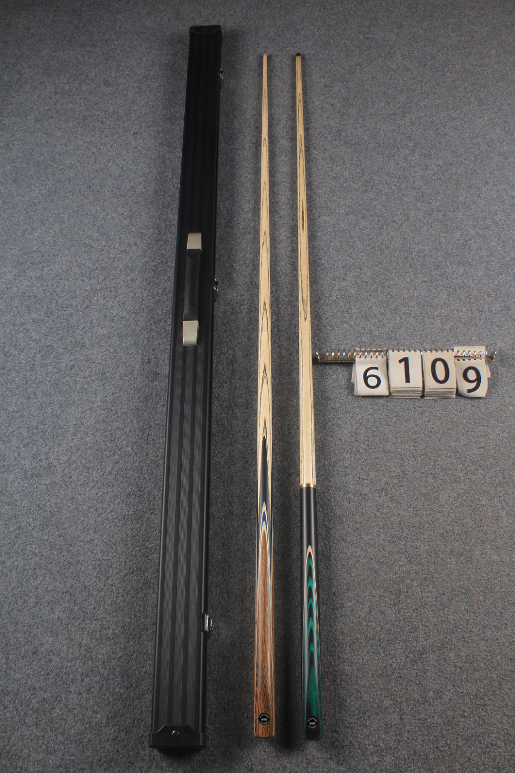 woods 1 piece handmade ASH english 8 ball  pool cue + break cue + case # 6109