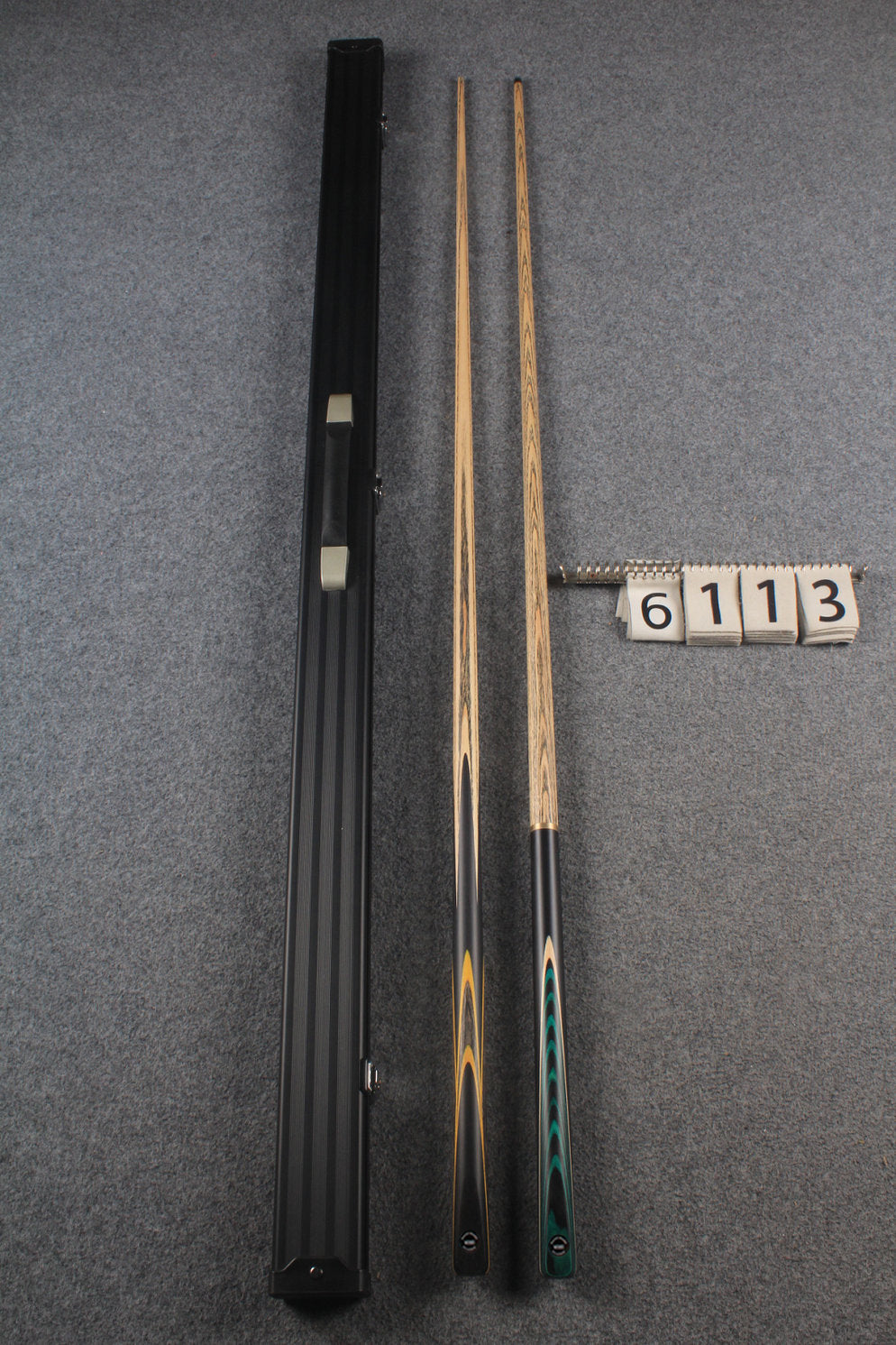 woods 1 piece handmade ASH english 8 ball  pool cue + break cue + case # 6113