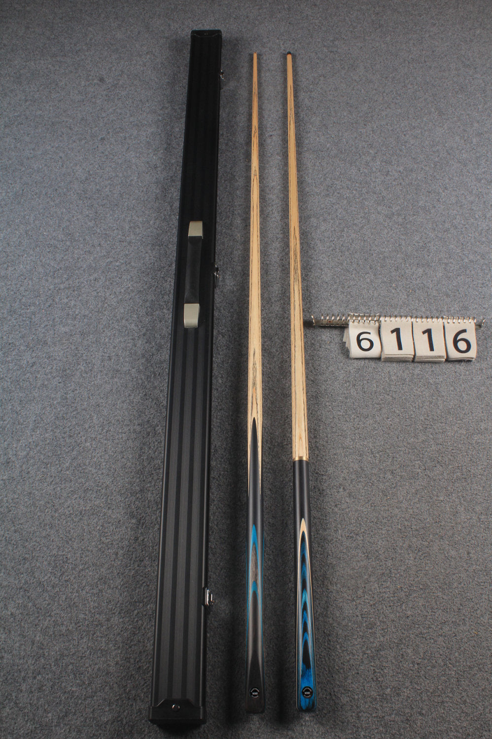 woods 1 piece handmade ASH english 8 ball  pool cue + break cue + case # 6116