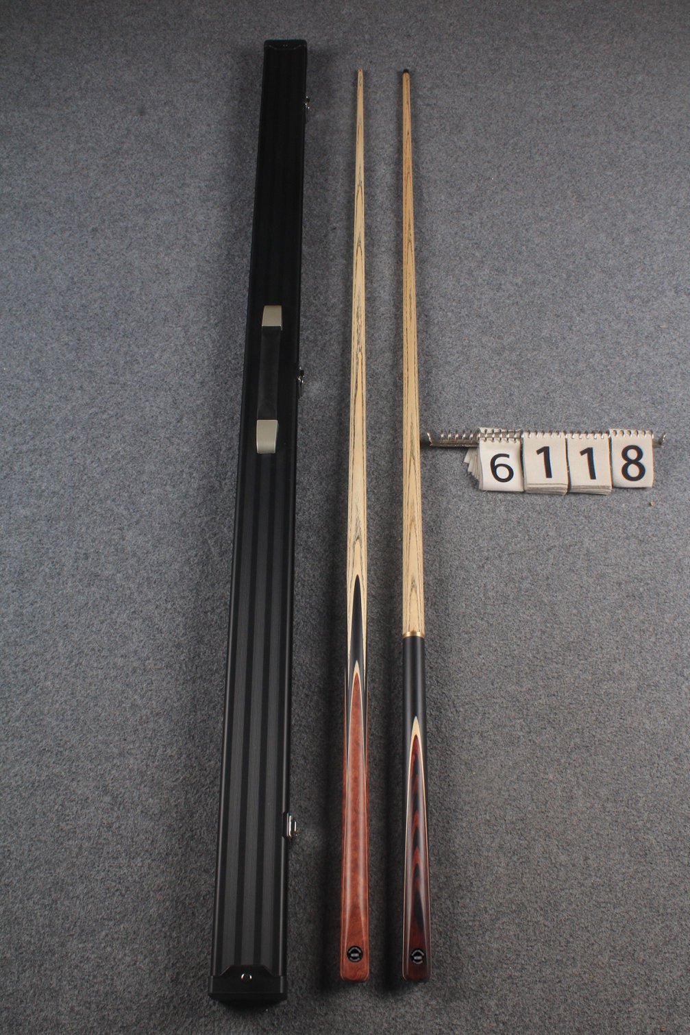 woods 1 piece handmade ASH english 8 ball  pool cue + break cue + case # 6118