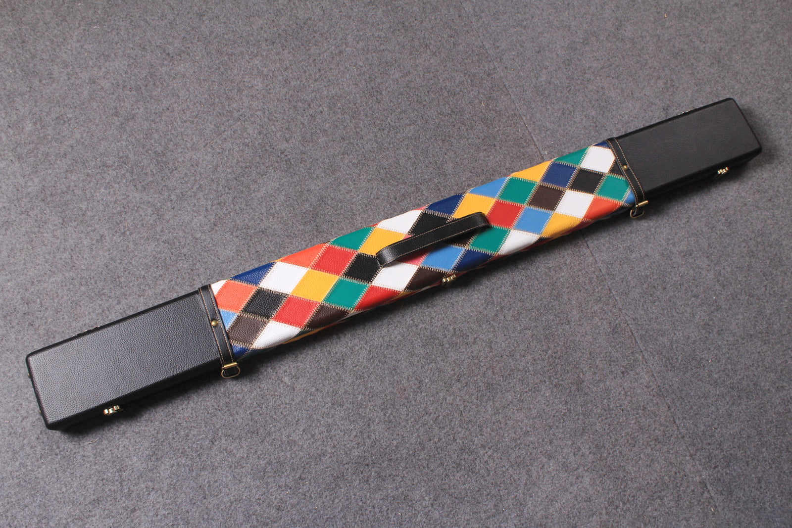 HANDMADE CENTER DIAMOND COLOR 3 COMPARTMENT QUALITY WIDE 3/4 CUE CASE