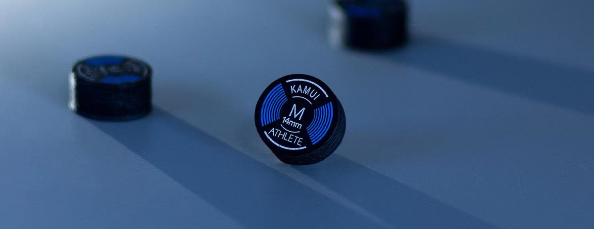 Kamui Black Yellow Leather Cue Tips 14mm SS M H Hardness WOODS CUES