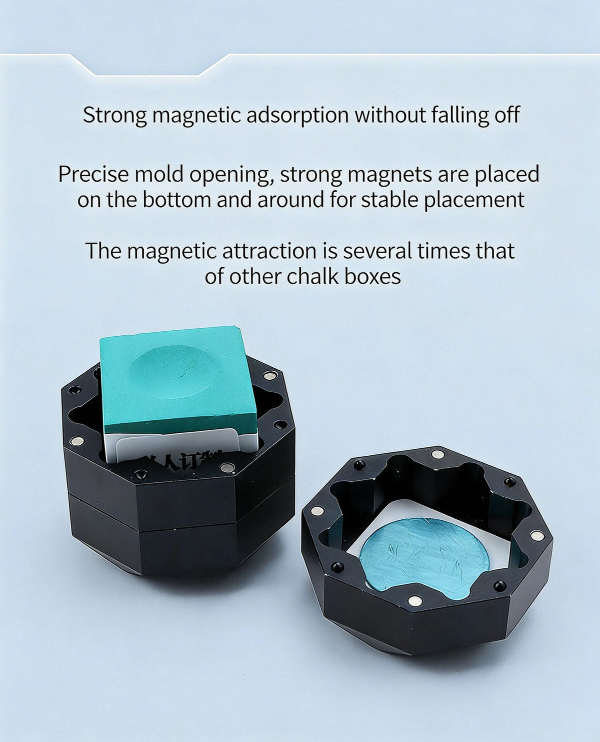 Aluminum Alloy Magnetic Chalk Holder - Round & Square  Octagonal Chalk Compatible, Adjustable Multi-Layer Octagonal WOODS CUES