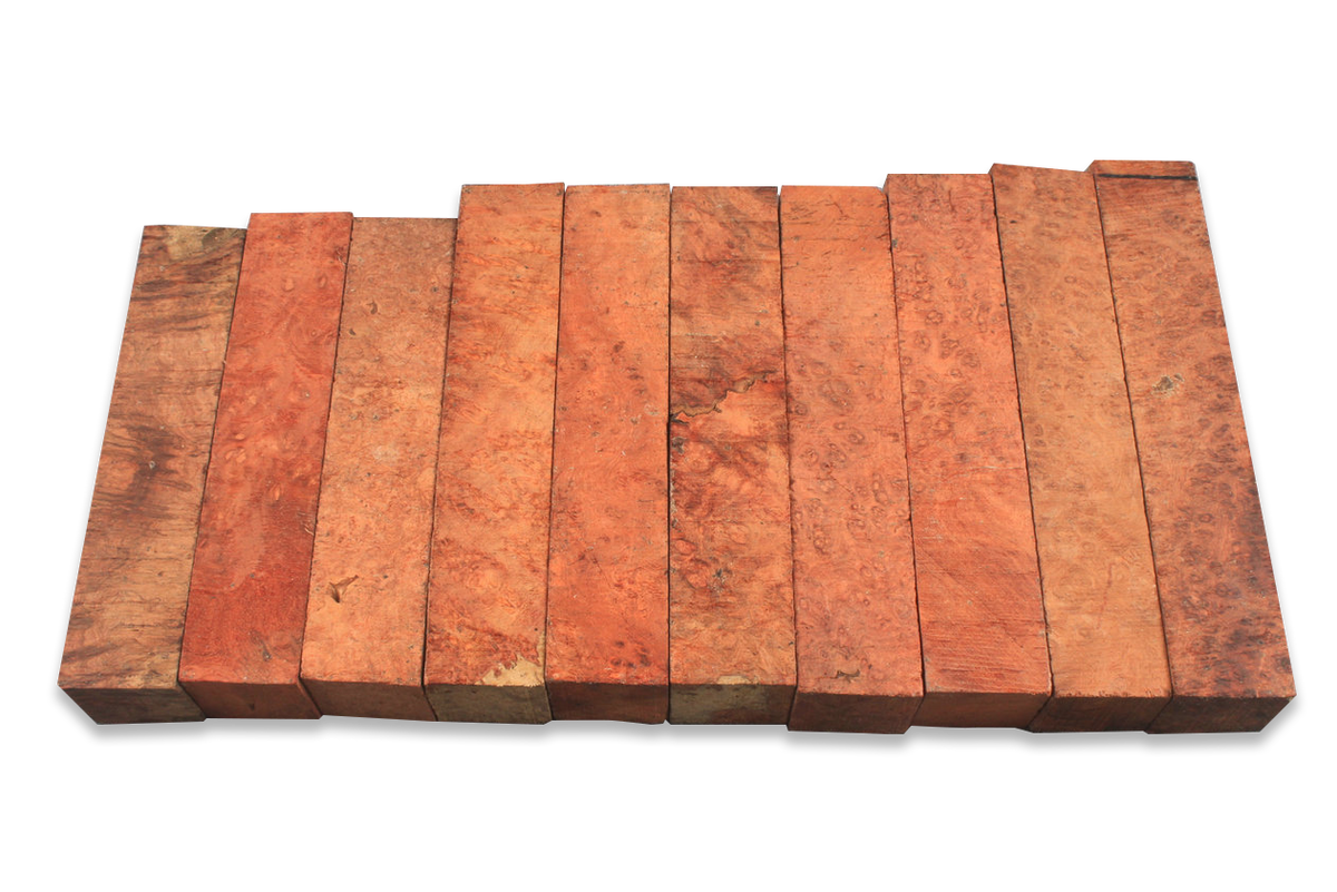 Amboyna Burl Square Blanks for Mini Butt Crafting - Raw &amp; Custom Processed Options