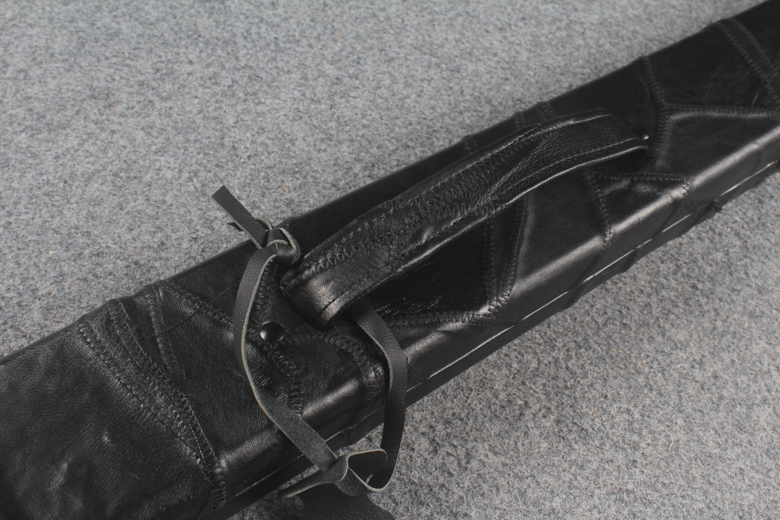 1 piece real Leather handmade patchwork snooker cue case with 2 slots（chalk area inside） WOODS CUES